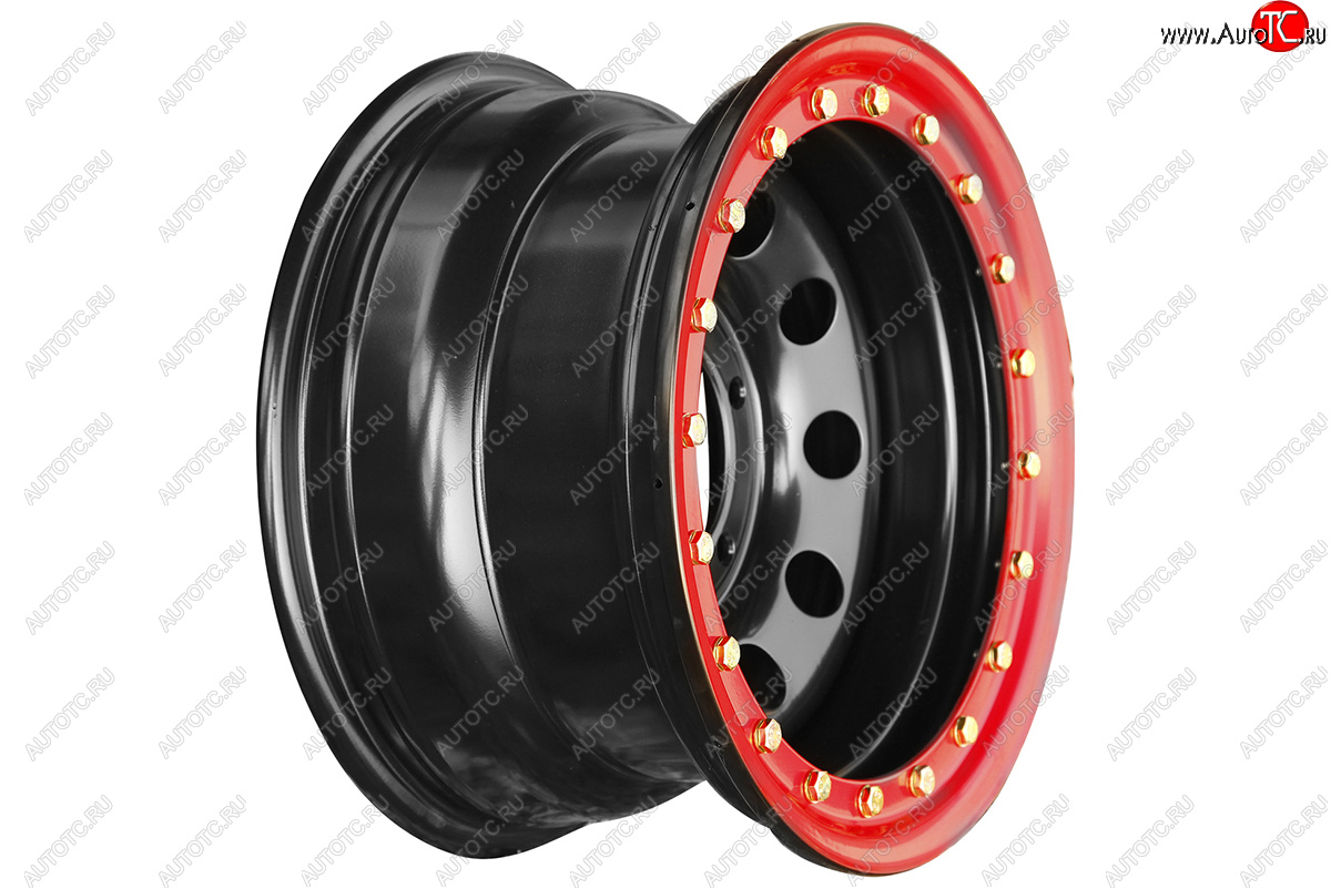 11 829 р. Штампованый диск OFF-ROAD Wheels (стальной усиленный с бедлоком, круг - черный/красный). 8.0 x 15    с доставкой в г. Керчь