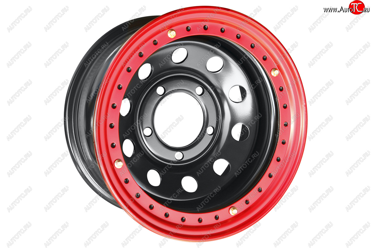 15 349 р. Штампованый диск OFF-ROAD Wheels (стальной усиленный с бедлоком, круг - черный с красным). 8.0 x 16    с доставкой в г. Керчь
