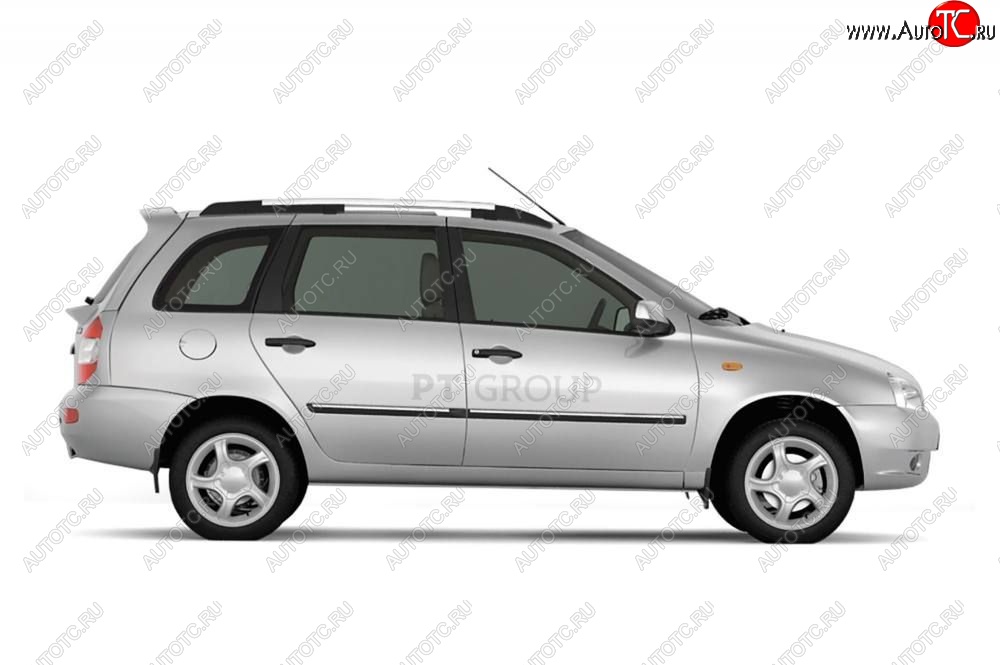5 319 р. Рейлинги (Cеребристый муар) (под крышу с ребром) Комфорт LADA Kalina I Универсал 2004-2013  Лада Калина  1117 (2004-2013) (Серебристый муар, крыша с ребром жесткости)  с доставкой в г. Керчь
