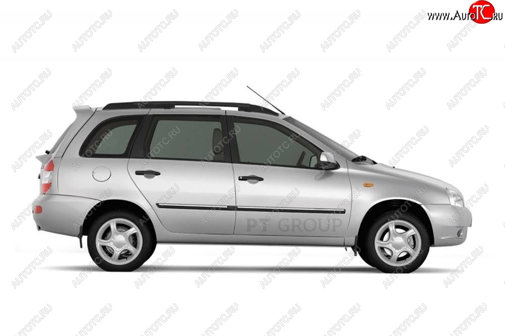 5 319 р. Рейлинги Petroil Tuning Комфорт  Лада Калина  1117 (2004-2013) (Черный муар, крыша с ребром жесткости)  с доставкой в г. Керчь