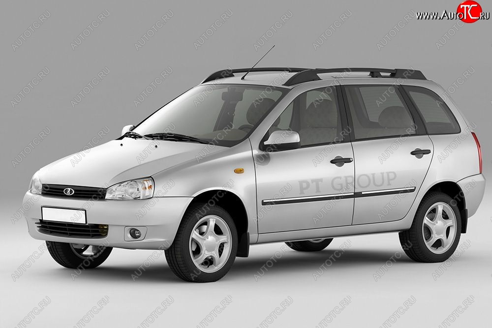 5 319 р. Рейлинги Petroil Tuning Усиленные Лада Калина 1117 универсал (2004-2013) (Черный муар, крыша с ребром жесткости)  с доставкой в г. Керчь