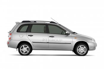 5 319 р. Рейлинги Petroil Tuning Усиленные Лада Калина 1117 универсал (2004-2013) (Черный муар, крыша с ребром жесткости)  с доставкой в г. Керчь. Увеличить фотографию 2
