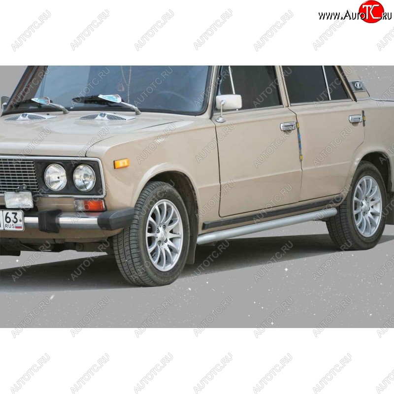 2 299 р. Защита порогов ТехноСфера (Техно Сфера) (d51, с полимерным покрытием )  Лада 2105 - 2106 (Серебристый)  с доставкой в г. Керчь