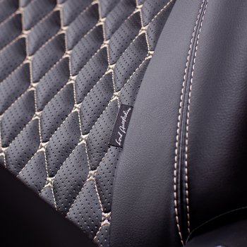 10 899 р. Чехлы для сидений Lord Autofashion Байрон (экокожа, раздельная спинка и сиденья, 3 Г-образных подголовника)  Лада 2108 - 2115 (Черный, вставка черная, строчка бежевая)  с доставкой в г. Керчь. Увеличить фотографию 6