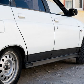 699 р. Пороги накладки Autodemic (Лапша c cеткой) Лада 2112 хэтчбек (1999-2008)  с доставкой в г. Керчь. Увеличить фотографию 6