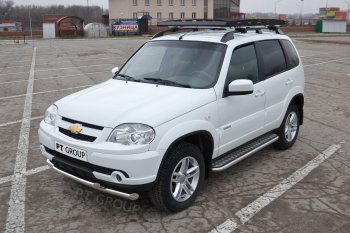 15 149 р. Защита переднего бампера Petroil Tuning (2 трубы Ø63/51 мм)  Лада 2123 (Нива Шевроле) - Нива Трэвел (Нержавейка полированная)  с доставкой в г. Керчь. Увеличить фотографию 2