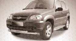 Двойная защита переднего бампера из двух труб диаметром 76 и 57 мм Slitkoff Chevrolet Niva  2123 (2009-2020), Лада 2123 (Нива Шевроле) (2009-2021)