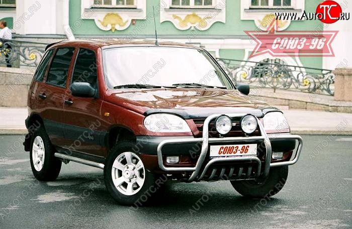 14 399 р. Решетка передняя с защитой бампера Souz-96 (d60) Chevrolet Niva 2123 дорестайлинг (2002-2008)  с доставкой в г. Керчь