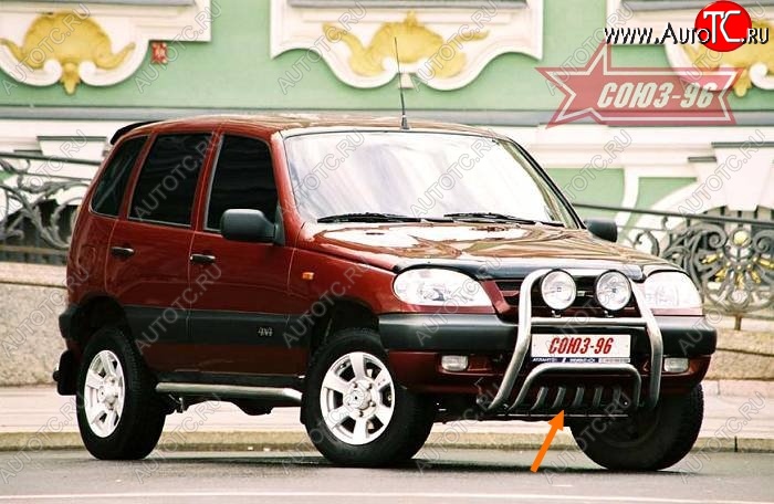 8 549 р. Защита переднего бампера нижняя Souz-96 Акула. Chevrolet Niva 2123 дорестайлинг (2002-2008)  с доставкой в г. Керчь