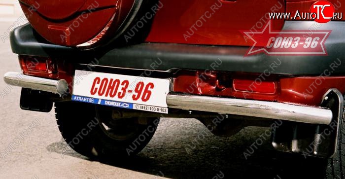 5 399 р. Защита заднего бампера из боковых уголков Souz-96 (d60) Chevrolet Niva 2123 дорестайлинг (2002-2008)  с доставкой в г. Керчь