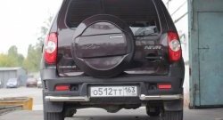 6 299 р. Защита заднего бампера (углы 63 мм) Petroil Tuning  Chevrolet Niva  2123 (2009-2020), Лада 2123 (Нива Шевроле) (2009-2020) (Нержавеющая полированная сталь)  с доставкой в г. Керчь. Увеличить фотографию 2