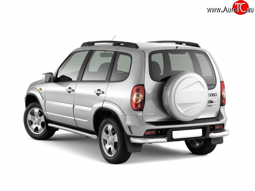 6 299 р. Защита заднего бампера (углы 63 мм) Petroil Tuning  Chevrolet Niva  2123 (2009-2020), Лада 2123 (Нива Шевроле) (2009-2020) (Нержавеющая полированная сталь)  с доставкой в г. Керчь