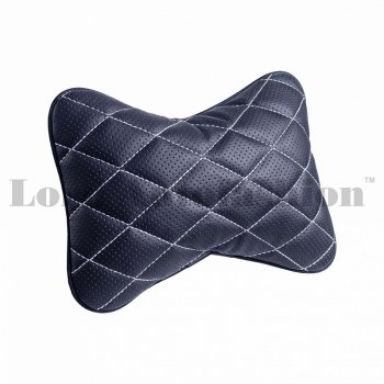 Подушка-косточка Lord Autofashion Ромб (экокожа, 2 шт.)  (Черный, строчка белая)