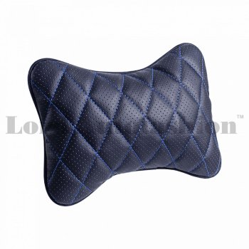 Подушка-косточка Lord Autofashion Ромб (экокожа, 2 шт.)  (Черный, строчка синяя)