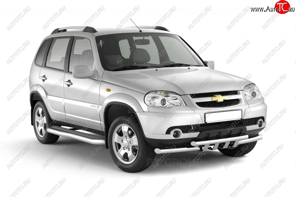 6 379 р. Рейлинги Petroil Tuning Усиленные Chevrolet Niva 2123 рестайлинг (2009-2020) (Серебристый муар)  с доставкой в г. Керчь