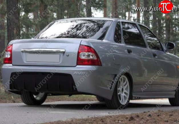 5 649 р. Накладка на задний бампер CT Лада Приора 2170 седан дорестайлинг (2007-2014) (Неокрашенная)  с доставкой в г. Керчь