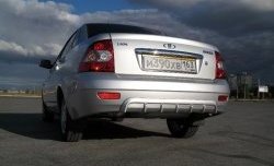 2 599 р. Накладка Фанат-Спорт v1 Люкс на задний бампер Лада Приора 2170 седан дорестайлинг (2007-2014) (Неокрашенная)  с доставкой в г. Керчь. Увеличить фотографию 2