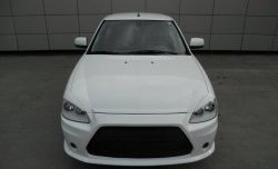 9 399 р. Передний бампер Lancer Style Лада Приора 2172 хэтчбек дорестайлинг (2008-2014) (Неокрашенный)  с доставкой в г. Керчь. Увеличить фотографию 2