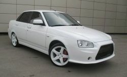 9 399 р. Передний бампер Lancer Style Лада Приора 2172 хэтчбек дорестайлинг (2008-2014) (Неокрашенный)  с доставкой в г. Керчь. Увеличить фотографию 4