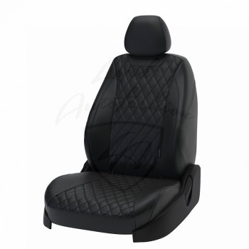 Чехлы для сидений Lord Autofashion Байрон (экокожа) Лада Приора  2170 (2013-2018) седан рестайлинг (Чёрный, вставка чёрная, строчка чёрная)