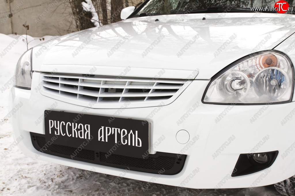 1 369 р. Защитная сетка решетки переднего бампера (рестайлинг) РА  Лада Приора  2172 (2008-2014) хэтчбек дорестайлинг  с доставкой в г. Керчь