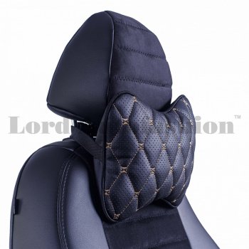 Подушка-косточка Lord Autofashion Байрон (экокожа, 2 шт.)  (Черная, строчка бежевая)