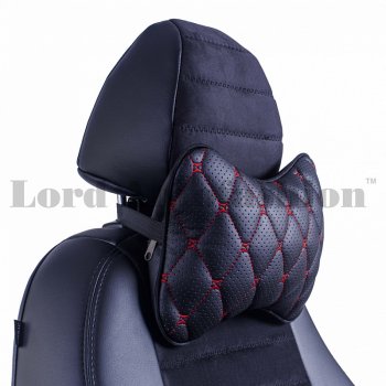 Подушка-косточка Lord Autofashion Байрон (экокожа, 2 шт.)  (Черный, строчка красная)