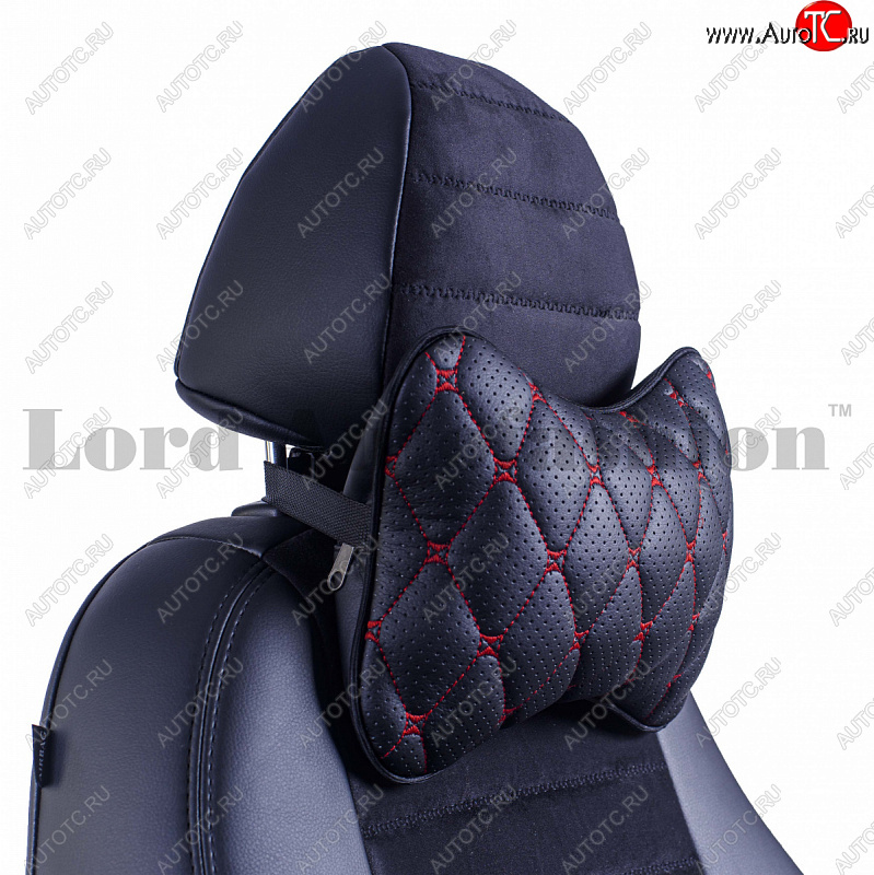 719 р. Подушка-косточка Lord Autofashion Байрон (экокожа, 2 шт.)   (Черный, строчка красная)  с доставкой в г. Керчь