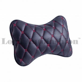 719 р. Подушка-косточка Lord Autofashion Байрон (экокожа, 2 шт.)   (Черный, строчка красная)  с доставкой в г. Керчь. Увеличить фотографию 2