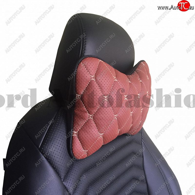 349 р. Подушка-косточка Lord Autofashion Байрон (экокожа, 1 шт.)   (Коричневый, строчка бежевая)  с доставкой в г. Керчь