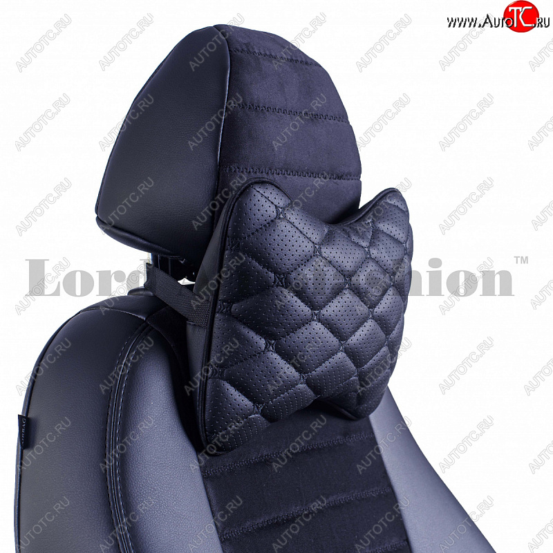 349 р. Подушка-косточка Lord Autofashion Байрон (экокожа, 1 шт.)   (Черный, строчка черная)  с доставкой в г. Керчь
