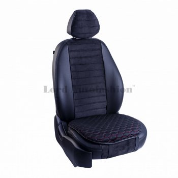 Подушка для сиденья универсальная Lord Autofashion Комфорт+ (велюр)  (Черный, строчка красная)