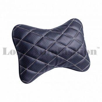 Подушка-косточка Lord Autofashion Ромб (экокожа, 2 шт.)  (Черный, строчка бежевая)
