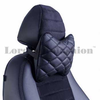 Подушка-косточка Lord Autofashion Ромб (экокожа, 2 шт.)  (Черный, строчка черная)