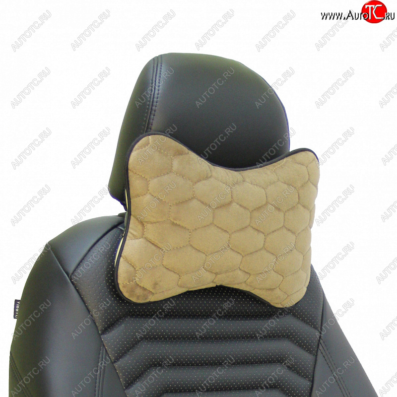 839 р. Подушка-косточка Lord Autofashion Соты (экокожа/велюр, 2 шт.)   (Бежевый)  с доставкой в г. Керчь