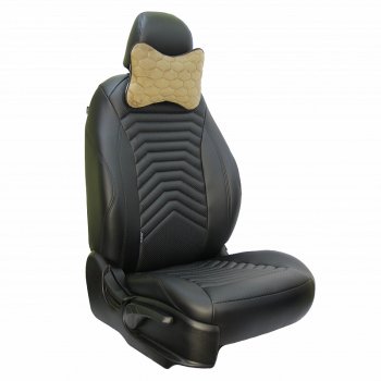 839 р. Подушка-косточка Lord Autofashion Соты (экокожа/велюр, 2 шт.)   (Бежевый)  с доставкой в г. Керчь. Увеличить фотографию 3