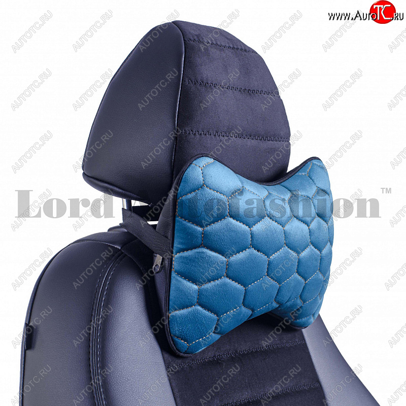2 579 р. Подушка-косточка Lord Autofashion Соты (экокожа/велюр, 2 шт.)   (Бирюзовый)  с доставкой в г. Керчь