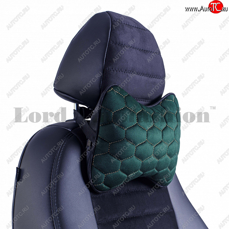 1 929 р. Подушка-косточка Lord Autofashion Соты (экокожа/велюр, 2 шт.)   (Зеленый)  с доставкой в г. Керчь