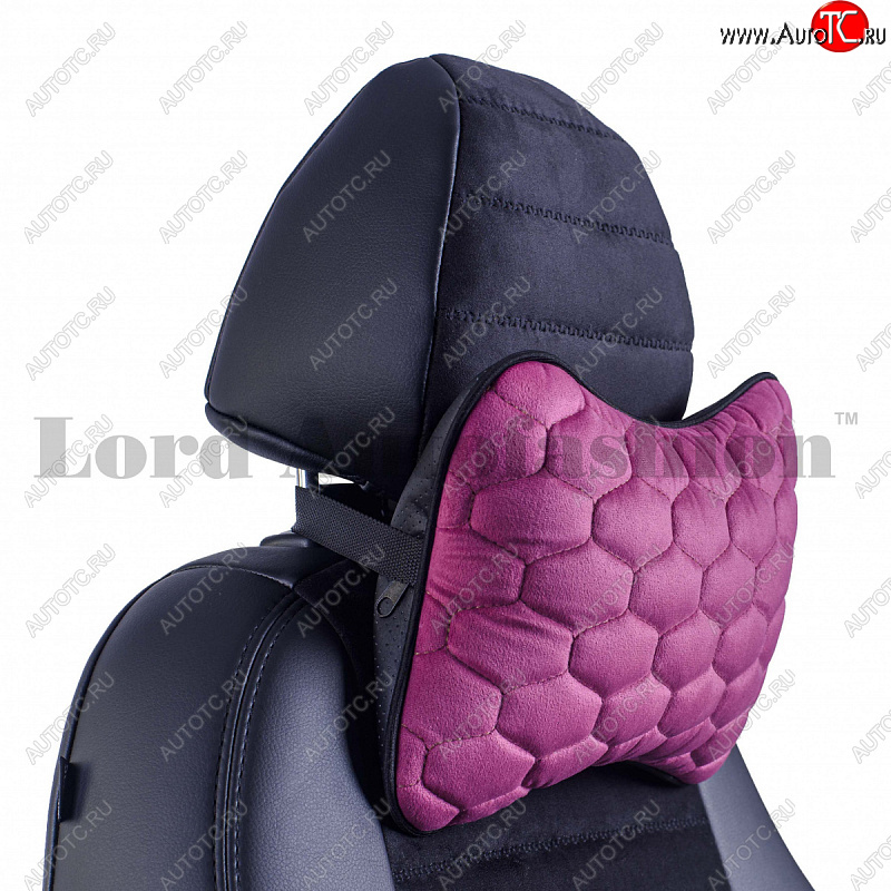 799 р. Подушка-косточка Lord Autofashion Соты (экокожа/велюр, 2 шт.)   (Фуксия)  с доставкой в г. Керчь