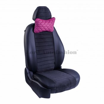 799 р. Подушка-косточка Lord Autofashion Соты (экокожа/велюр, 2 шт.)   (Фуксия)  с доставкой в г. Керчь. Увеличить фотографию 4