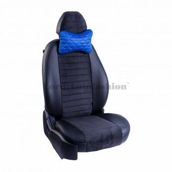 759 р. Подушка-косточка Lord Autofashion Соты (экокожа/велюр, 2 шт.)   (Синий)  с доставкой в г. Керчь. Увеличить фотографию 4
