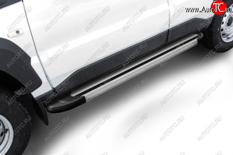 10 399 р. Пороги алюминиевые Slitkoff Лада Нива Трэвел (212300-80) (2021-2025) (Luxe Silver)  с доставкой в г. Керчь
