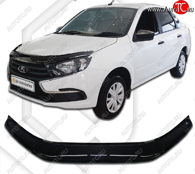 1 999 р. Дефлектор капота CA-Plastiс Лада Гранта FL 2190 седан (2018-2025) (Classic черный, Без надписи)  с доставкой в г. Керчь