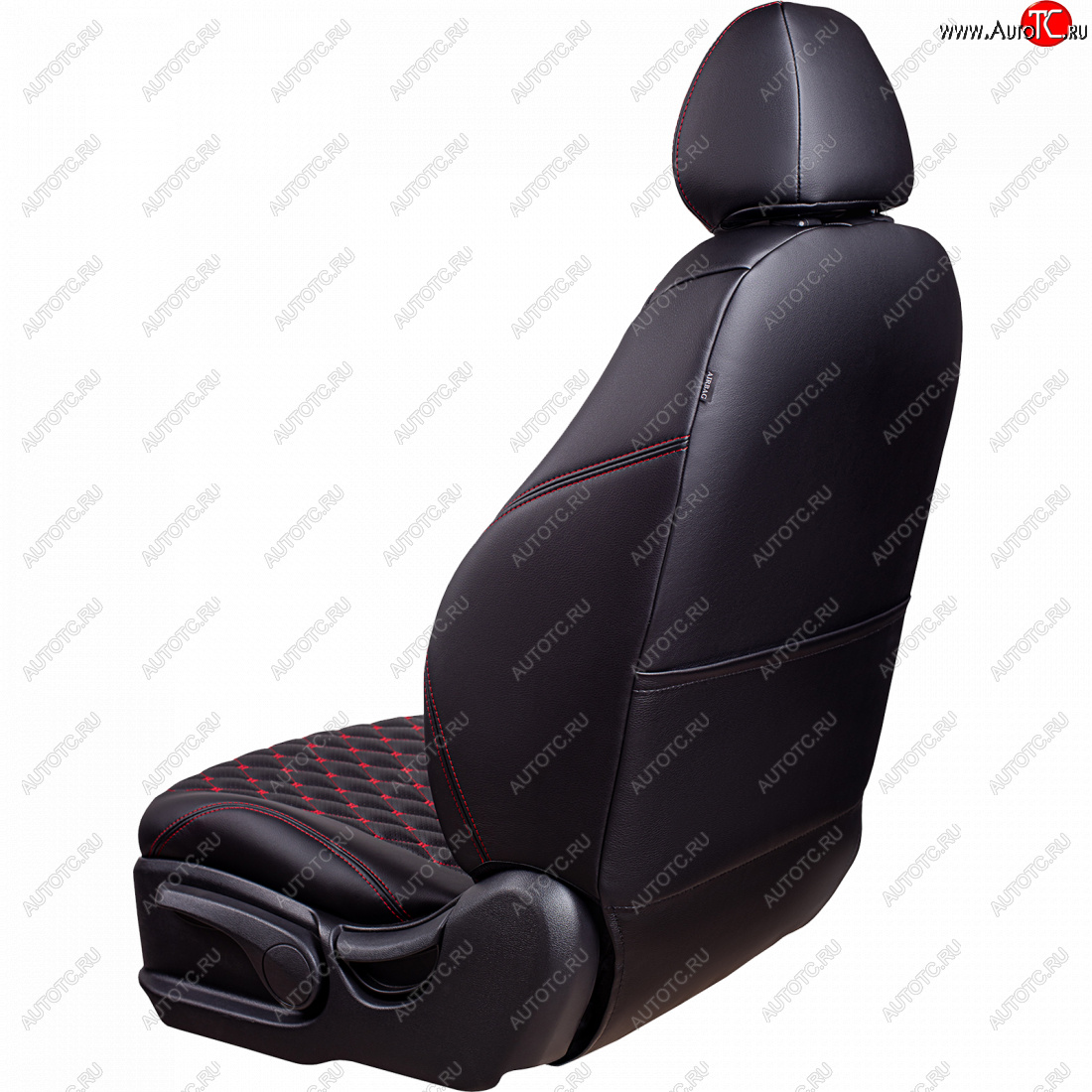19 649 р. Чехлы для сидений Lord Autofashion Байрон (экокожа, сиденье и спинка 60/40, 3 Г-образных подголовника)  Лада Гранта ( 2190,  2191) (2011-2017) седан дорестайлинг, лифтбэк дорестайлинг  (Черный, вставка черная, строчка красная)  с доставкой в г. Керчь