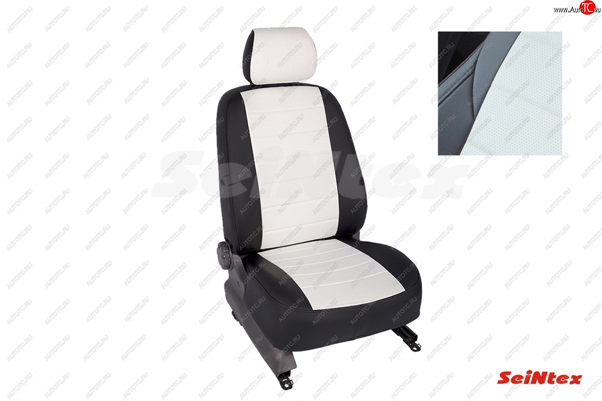 7 899 р. Чехлы для сидений Seintex (экокожа, 7 мест, 3-й ряд 50/50) Лада Ларгус дорестайлинг R90 (2012-2021) (Цвет: черный/белый)  с доставкой в г. Керчь