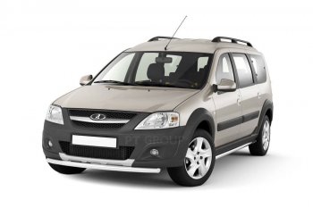 Защита порогов из трубы Ø51 Cross Petroil Tuning Лада Ларгус дорестайлинг R90 (2012-2021) (Нержавейка)
