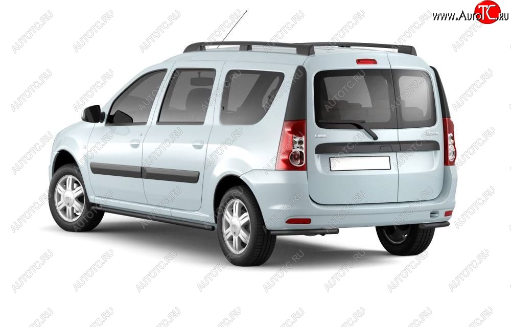 6 289 р. Защита порогов из трубы Ø51 Petroil Tuning Лада Ларгус дорестайлинг R90 (2012-2021) (Сталь с полимерным покрытием в цвет: черный ❞Шагрень❝)  с доставкой в г. Керчь
