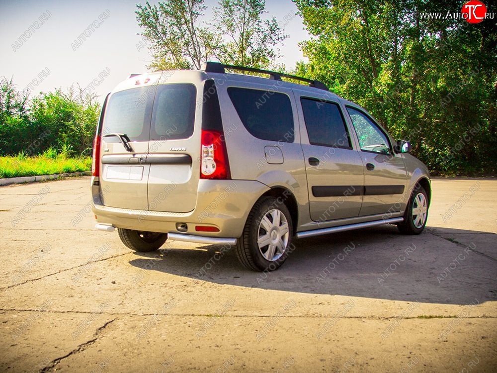 5 799 р. Защита порогов из трубы Ø51 Petroil Tuning  Лада Ларгус (2012-2025) дорестайлинг R90, рестайлинг R90 (Сталь с полимерным покрытием в цвет: серебристый ❞Искра❝)  с доставкой в г. Керчь