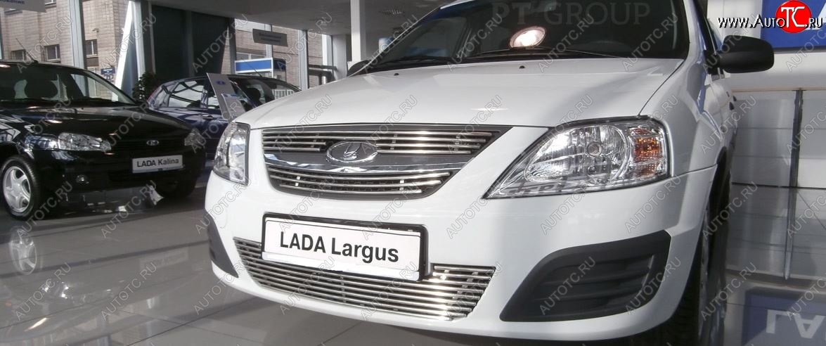 4 799 р. Накладка на решетку радиатора Petroil Tuning  Лада Ларгус (2012-2021) дорестайлинг R90 (Нержавеющая полированная сталь)  с доставкой в г. Керчь