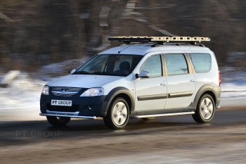 10 599 р. Защита переднего бампера одинарная из трубы d51 мм Cross Petroil Tuning  Лада Ларгус (2012-2021) дорестайлинг R90 (Нержавеющая полированная сталь)  с доставкой в г. Керчь. Увеличить фотографию 2